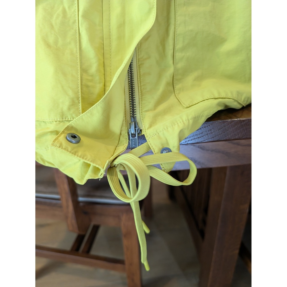 Eileen Fisher Yellow Windbreaker Jacket  Hooded Organic Cotton Nylon Large - Picture 7 of 11